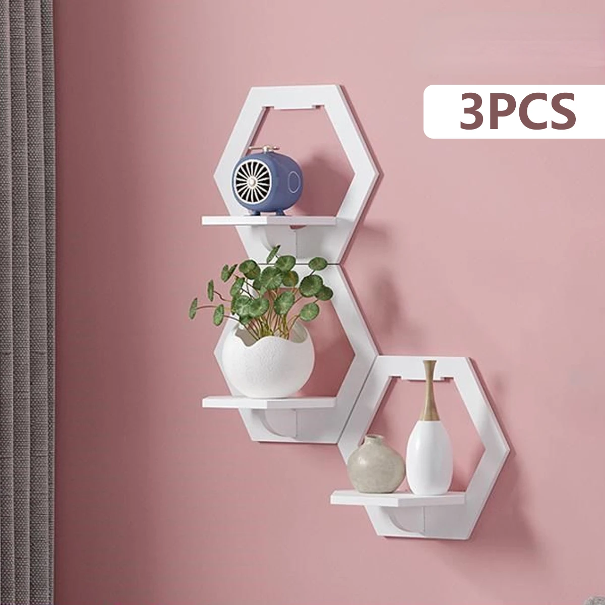 Flower Wall Panel - 3 قطعة رف جدار مسدس لكمة