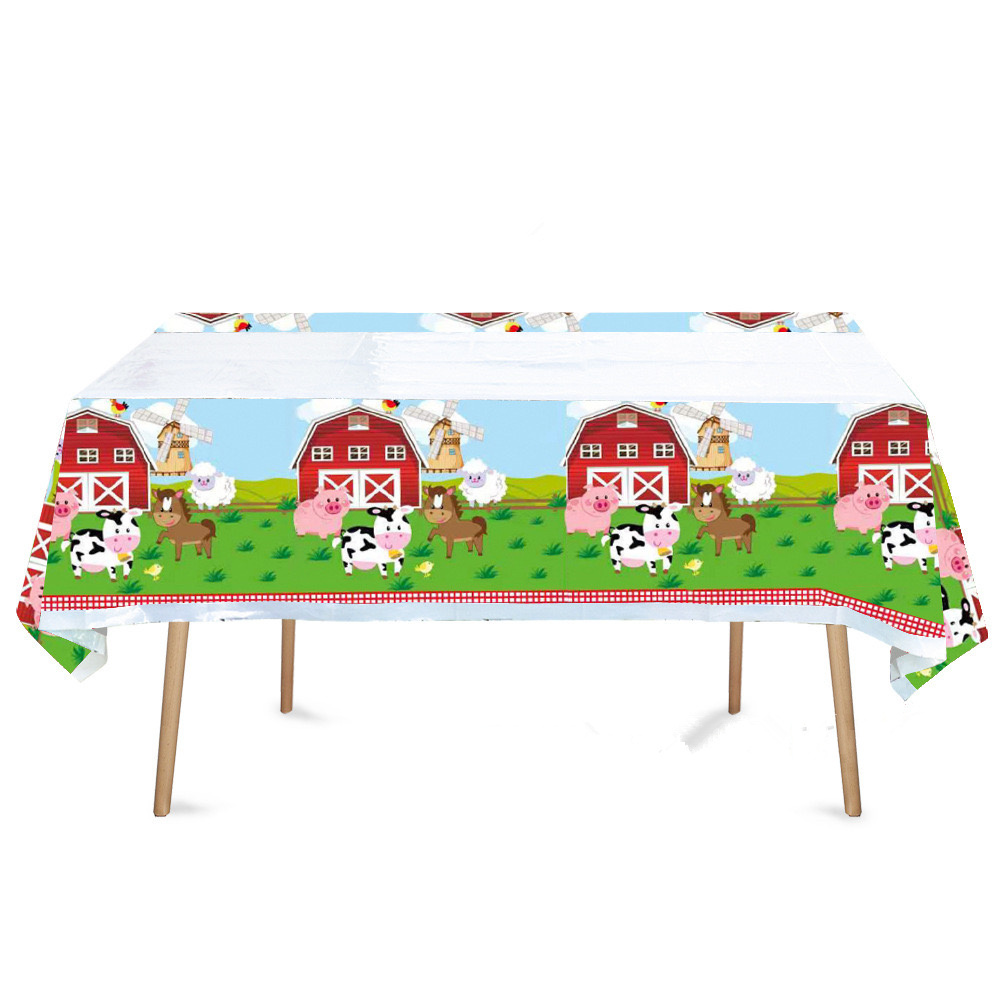Table Cloth Disposable - مفرش طاولة لحفلات حيوانات المزرعة، غطاء