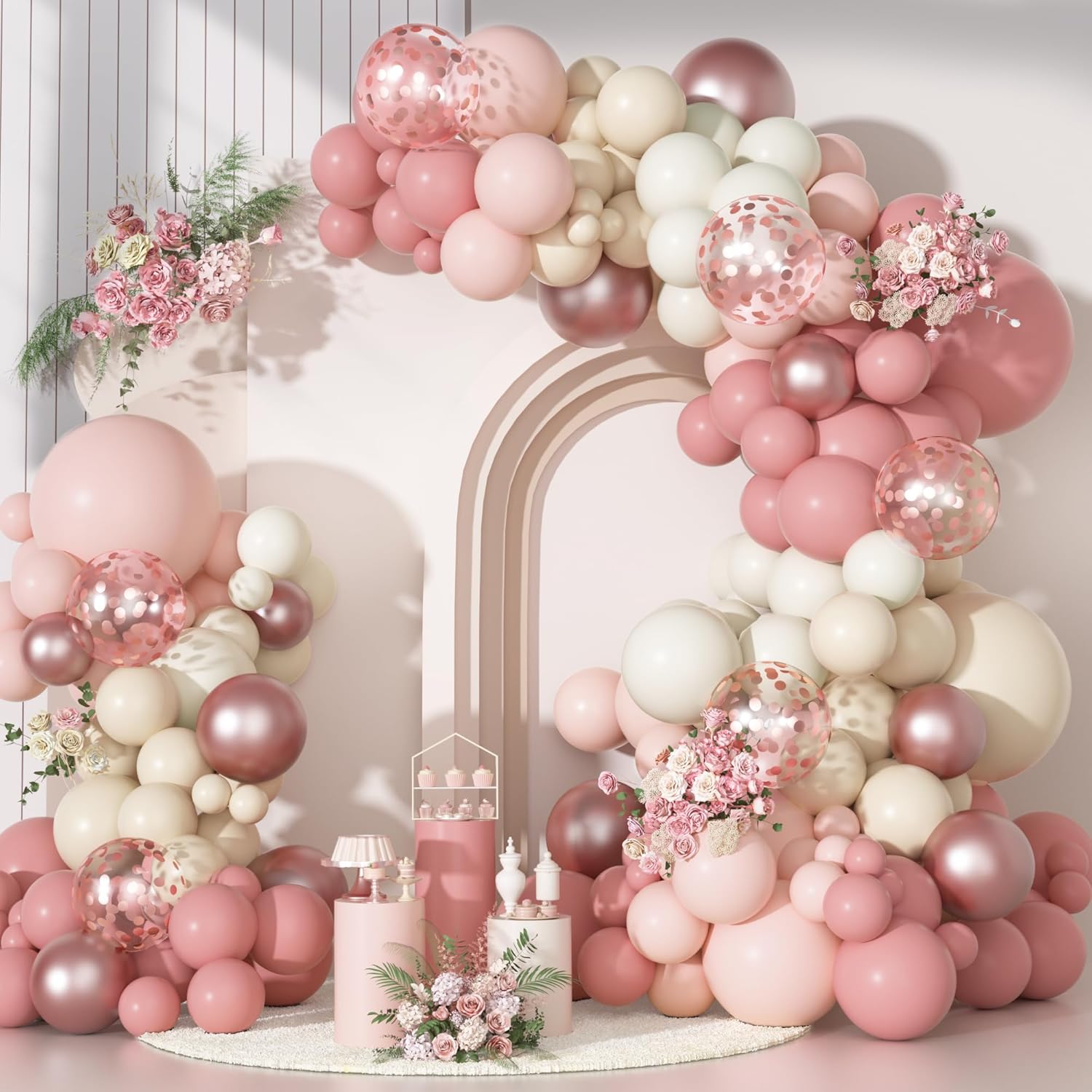 Balloon Arch Kit - طقم قوس بالونات بوهو وردي مع