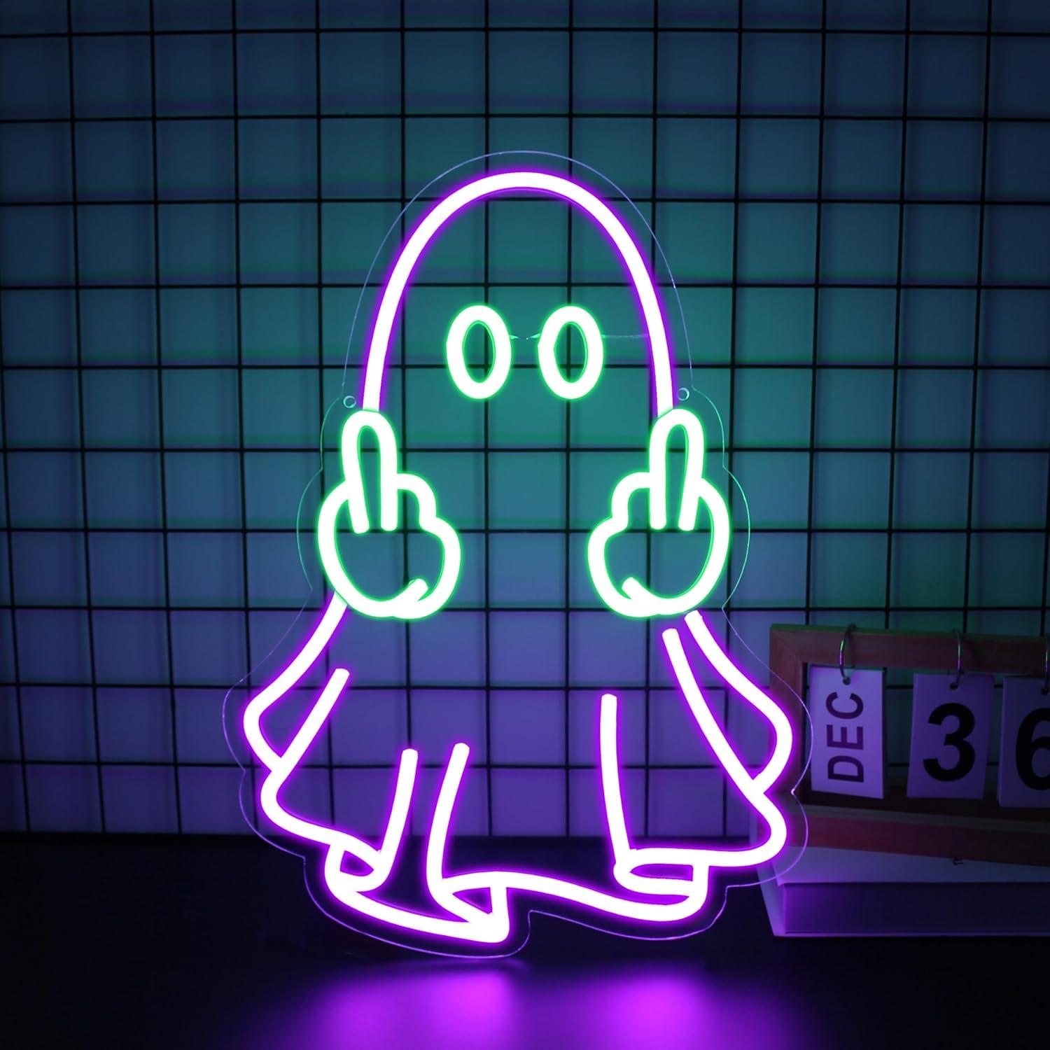 Neon Sign Party - لافتة نيون على شكل شبح تعمل