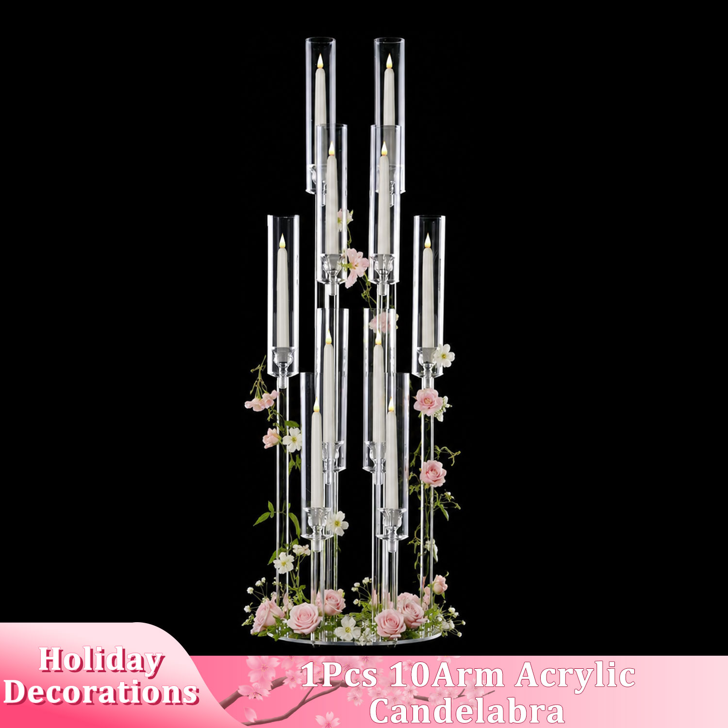 Centerpiece Stick - حامل شموع أكريليك بعشرة أذرع بارتفاع