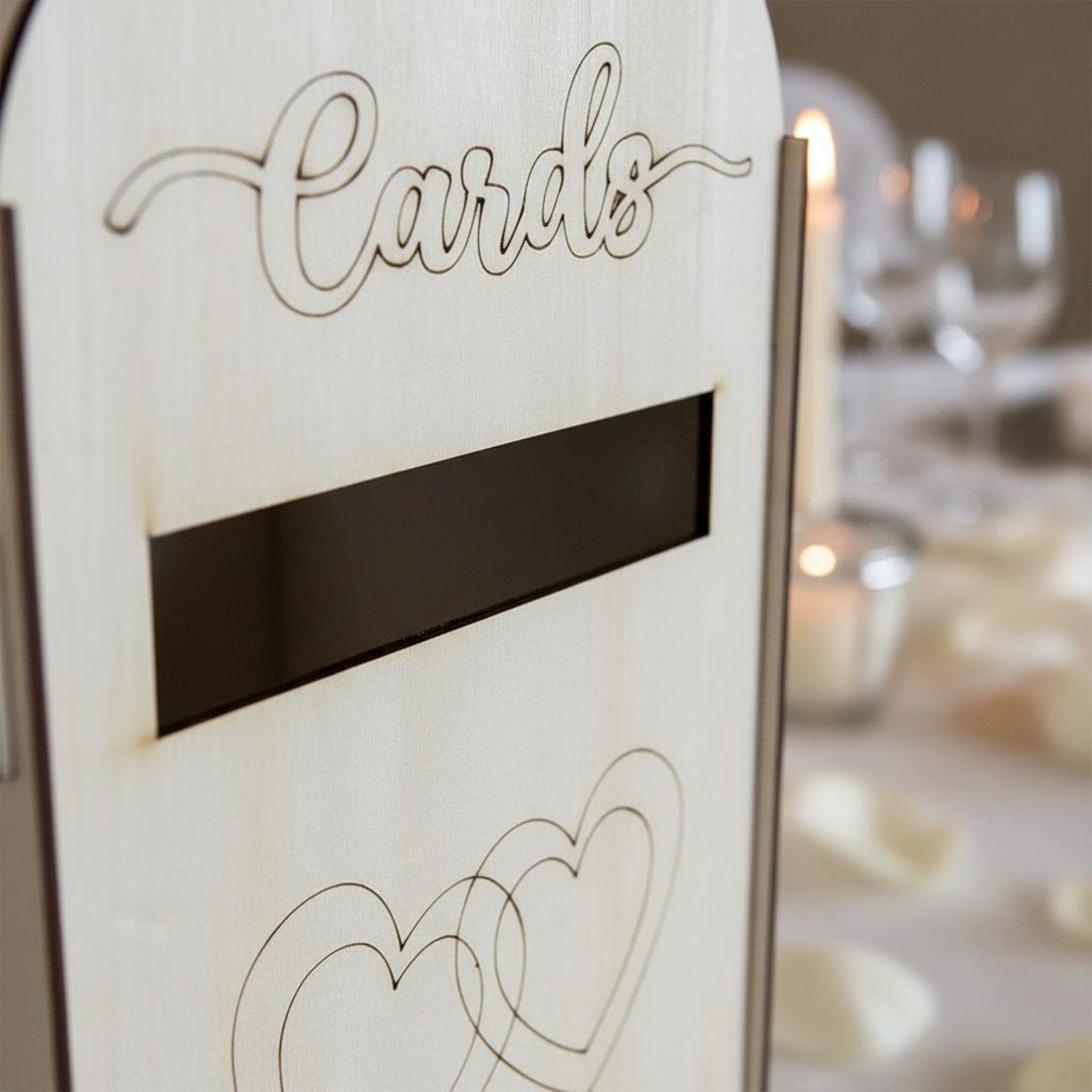 Event Party Box - صندوق بطاقات زفاف خشبي بتصميم مقطوع
