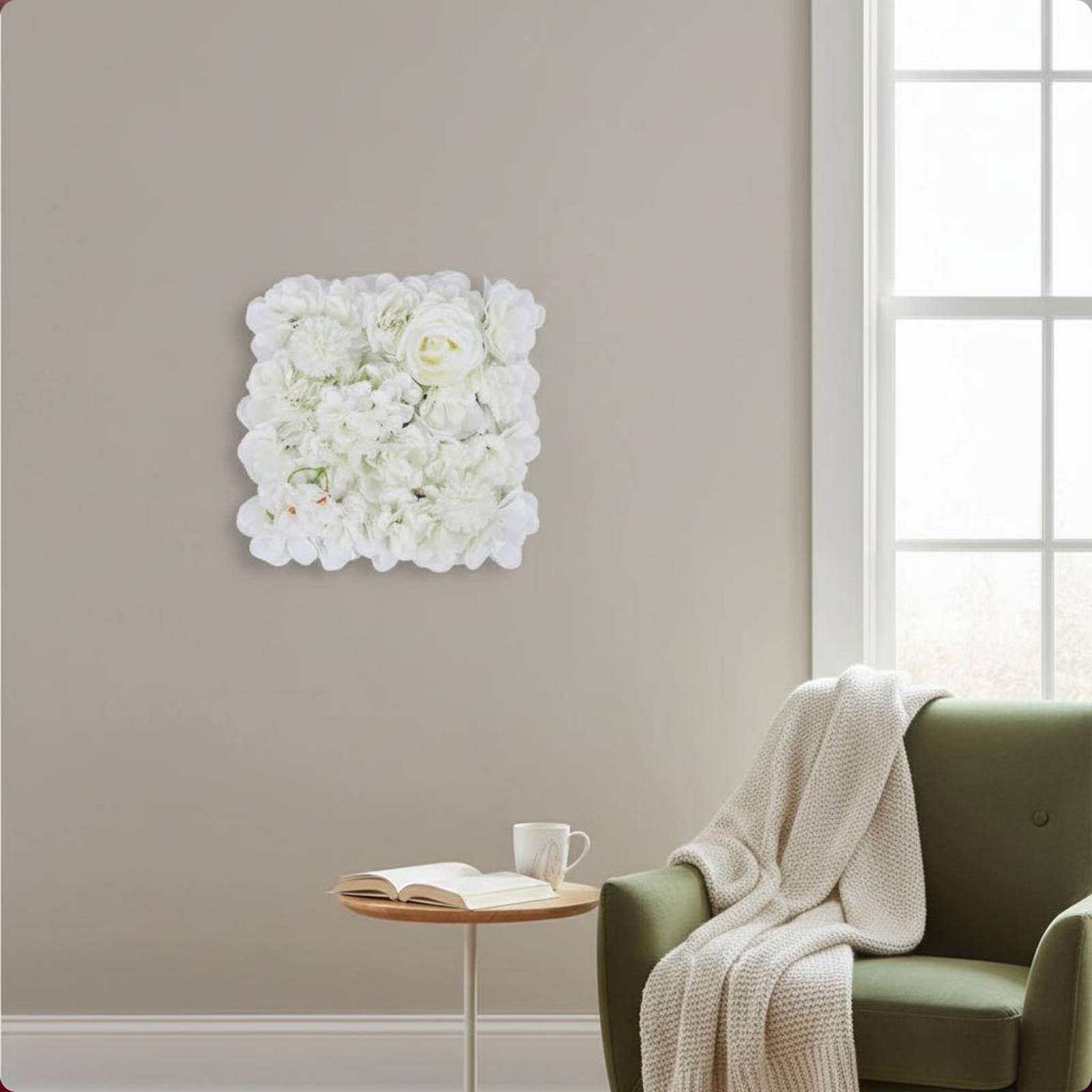 Flower Wall Panel - لوحة جدارية من الزهور الاصطناعية سهلة