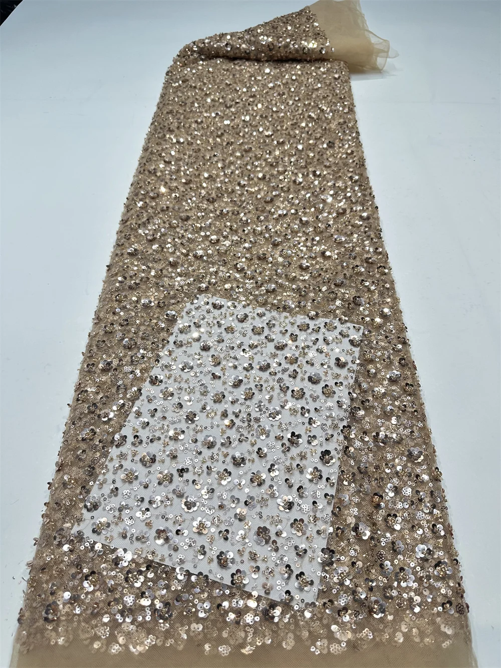 Glitter Tablecloth - نسيج الدانتيل الأفريقي 2026 الذهب الترتر