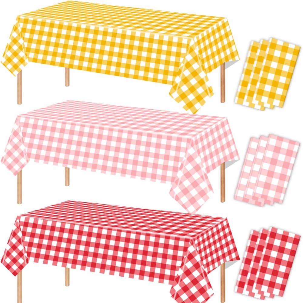 Table Cloth Disposable - 1/3 قطع مفرش طاولة بلاستيكي بنقشة