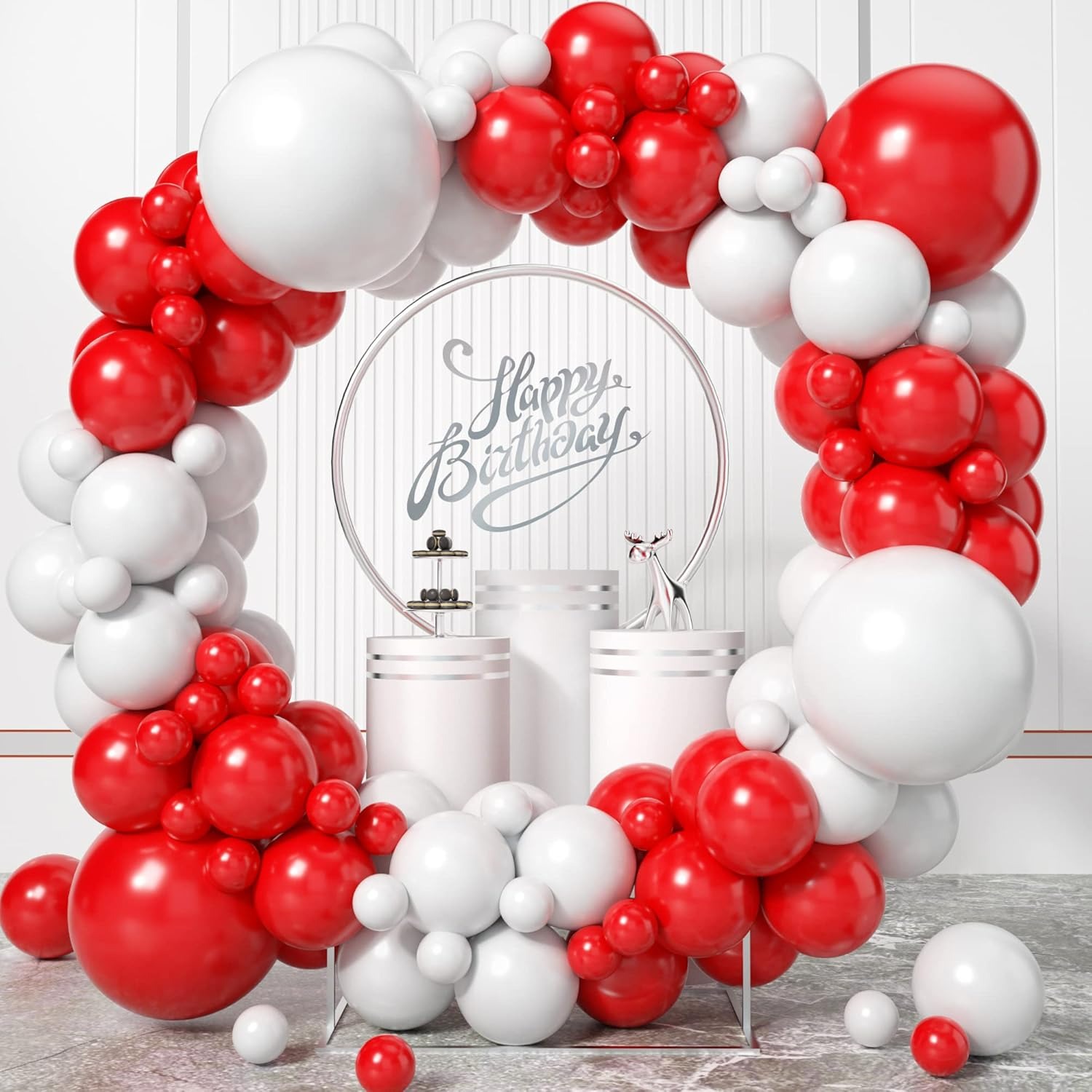 Balloon Arch Kit - طقم قوس بالون باللونين الأحمر والأبيض