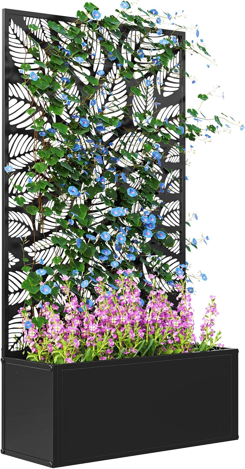 Flower Wall Panel - حوض زراعة معدني مرتفع مع شبكة