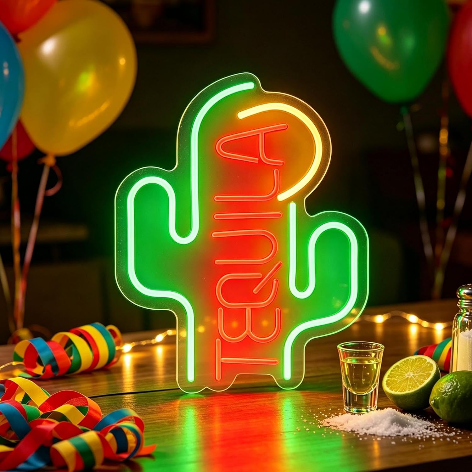 Neon Sign Party - لافتة نيون تيكيلا كاكتوس تعمل بالطاقة