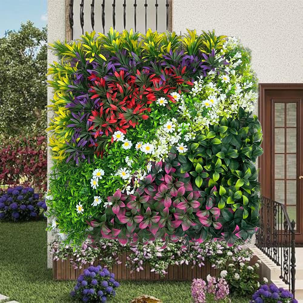 Flower Wall Panel - لوحة نباتات اصطناعية خضراء 50*50 سم،