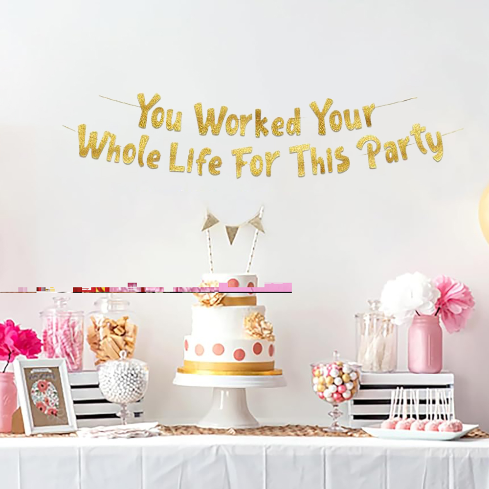 Party Banner Gold - زينة حفلات التقاعد - لافتة ذهبية