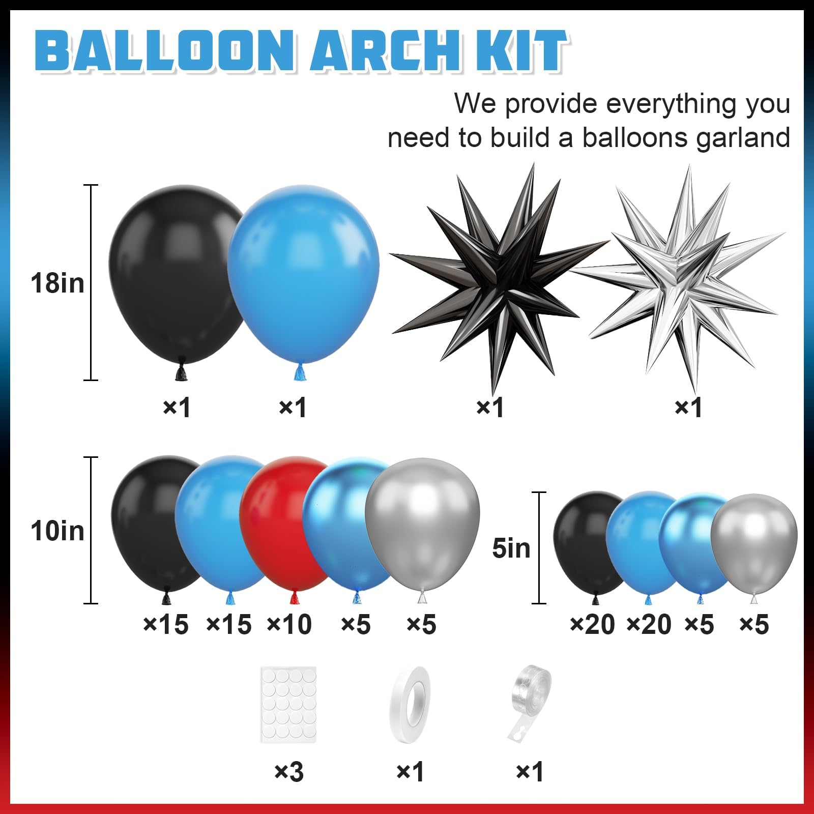 107 قطعة قوس بالون أزرق أحمر أ - مراجعة Balloon Arch Kit وسعره