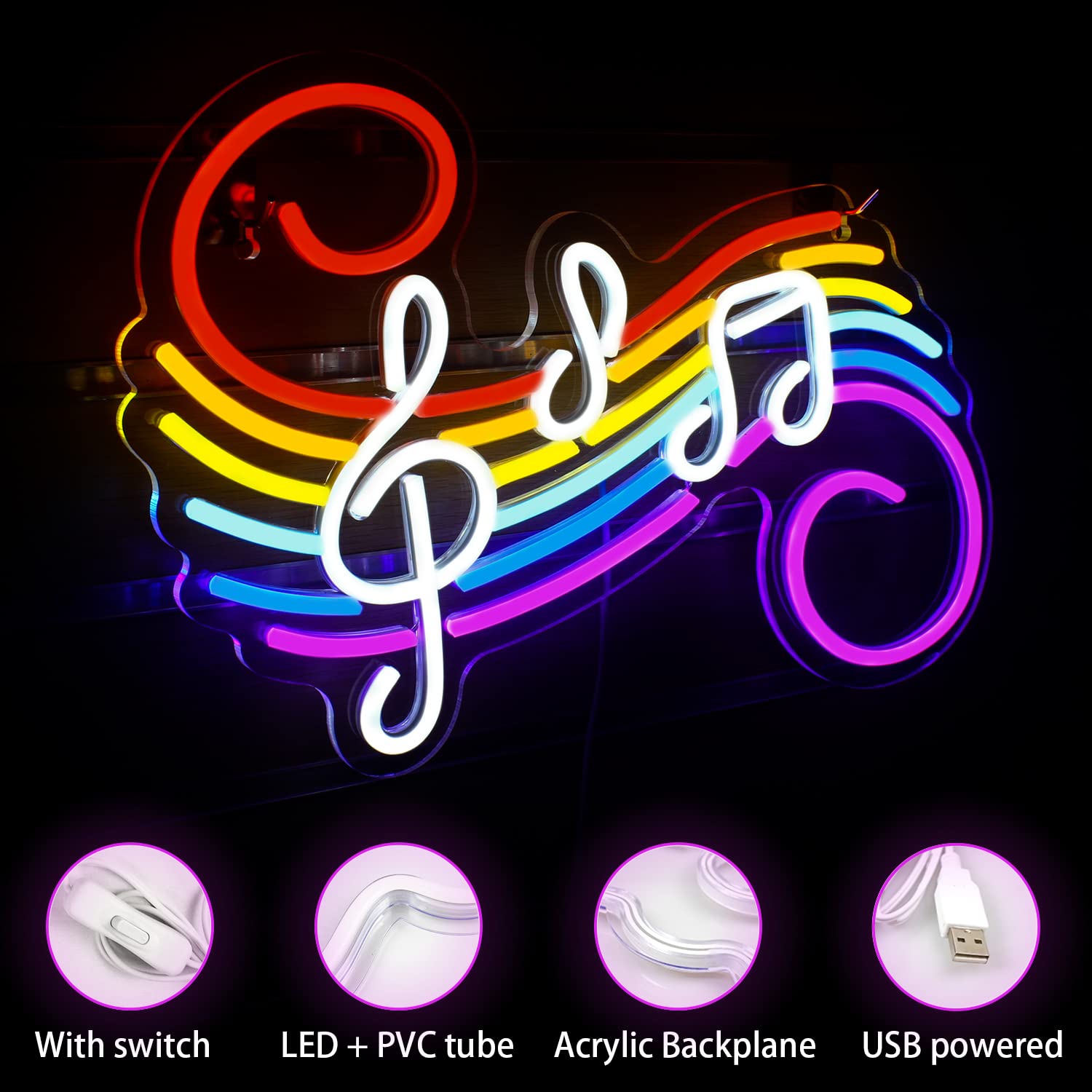 لافتة نيون على شكل نوتات موسيق - مراجعة Neon Sign Party وسعره