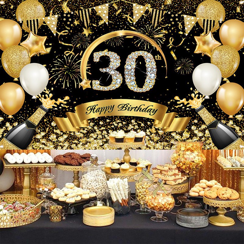 لافتات عيد ميلاد سعيدة 30th 40 - مراجعة Party Banner Gold وسعره