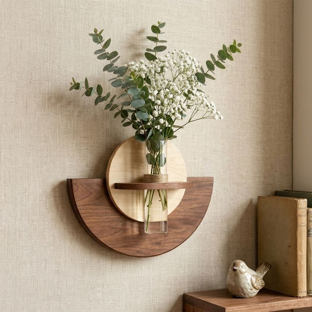 رف خشبي بيضاوي معلق على الحائط - مراجعة Flower Wall Panel وسعره
