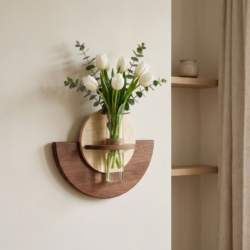 رف خشبي بيضاوي معلق على الحائط - مراجعة Flower Wall Panel وسعره