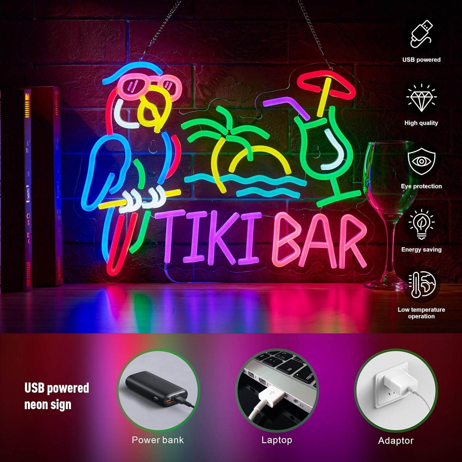لافتة نيون على شكل ببغاء وشجرة - مراجعة Neon Sign Party وسعره