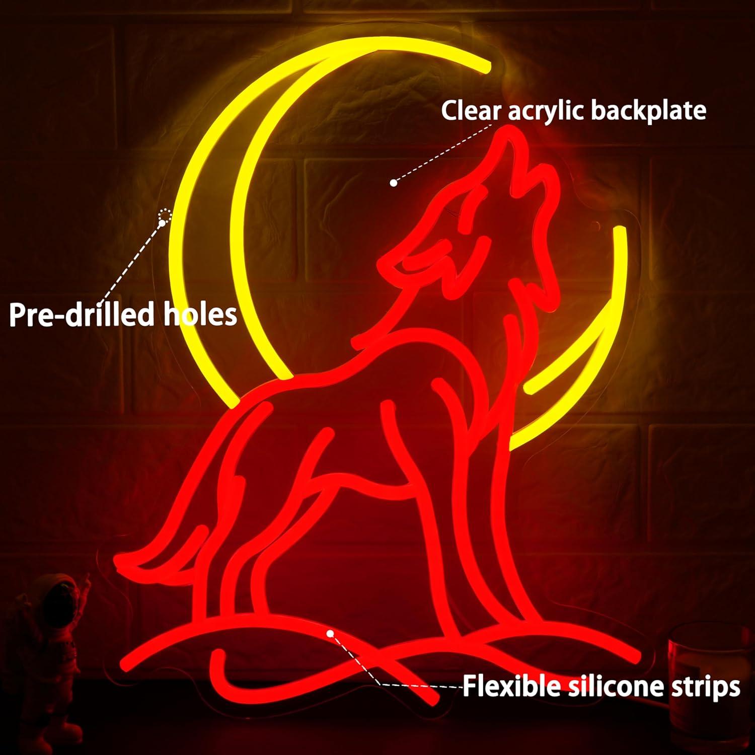 لافتة نيون على شكل ذئب يصرخ، إ - مراجعة Neon Sign Party وسعره